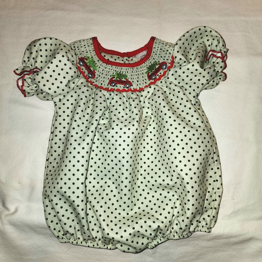 Polka Dot Baby Romper with Red Accents